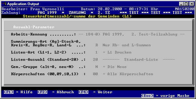 Alter Dialog zur Berechnung von Zahlungen Alter Dialog zur Berechnung von Zahlungen
